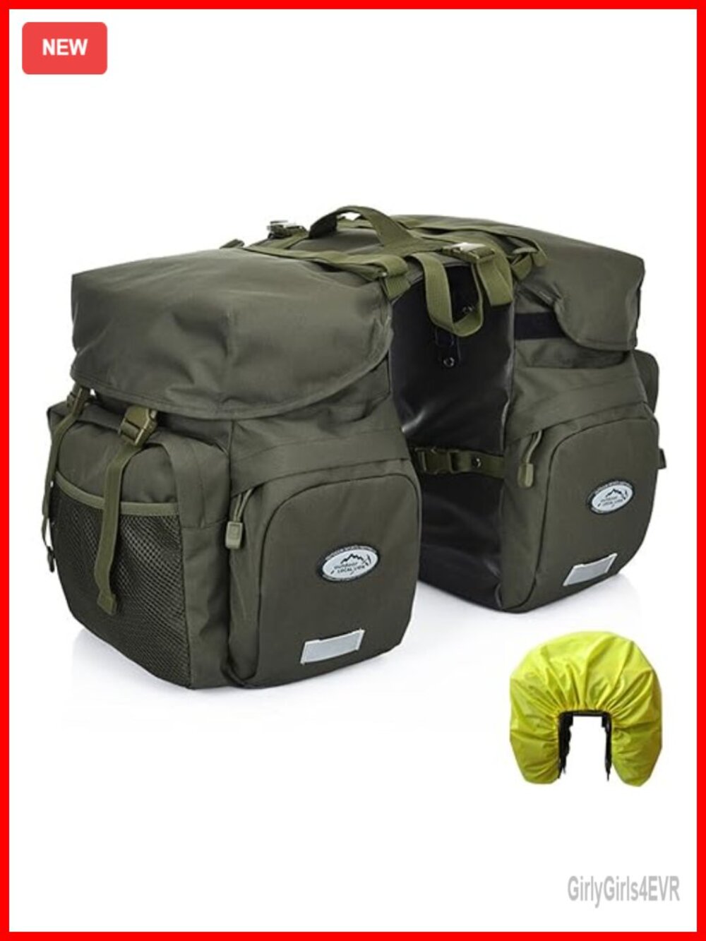 50L Waterproof Bike Panniers 600D Polyester Reflective Rain Cover Rack Mount